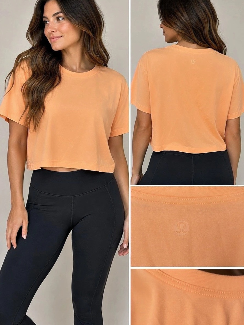 lululemon Cates Tee Cropped Short Sleeve Top Size 8
